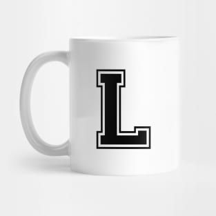 Initial Letter L - Varsity Style Design - Black text Mug